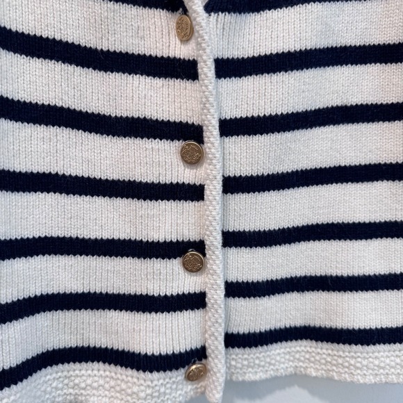 Abercrombie Fitch Striped Knit Button Front Vest Women Size L Navy White - Picture 2 of 9